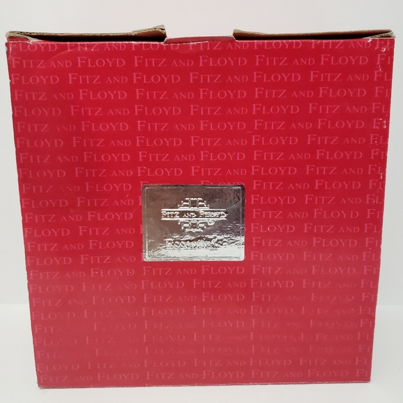 Fitz and Floyd Essentials Candy Bowl Holiday Wreath 9" Gold Trim In Original Box - Picture 3 of 8